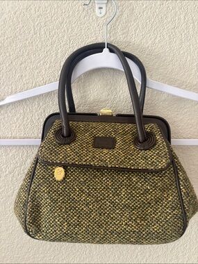 Woven Green-Tone Top-Handle Women's Bag